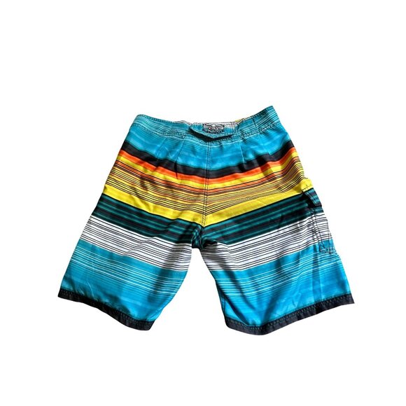 Just Bones Boardwear Boys Striped Boardshorts Size 32 Adjustable Waist 100% Poly - Picture 8 of 8